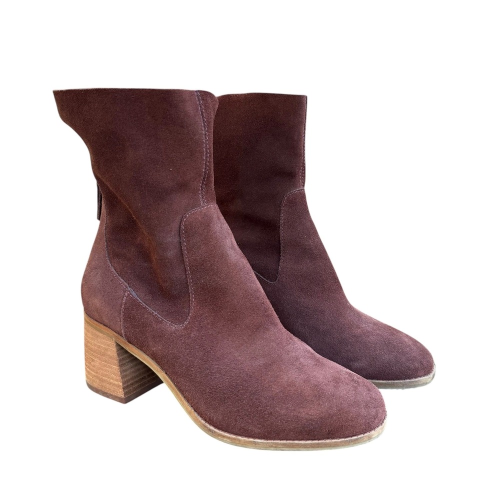 Kelsi Dagger Island Hickory Suede Wide Width‎ Booties Brown Block Heel Ankle 7.5